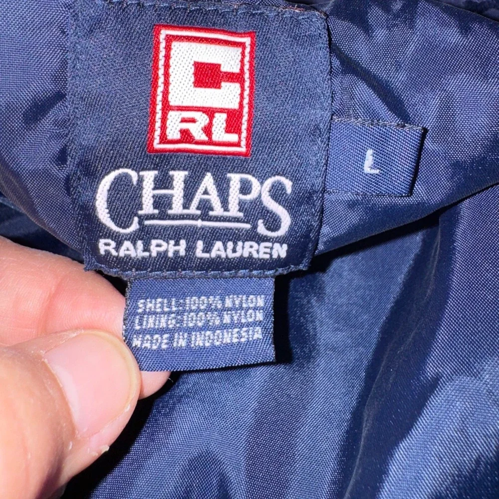 Chaps‎ Ralph Lauren Mens Navy Blue Vintage Windbreaker Full Zip Jacket 93963 Lg